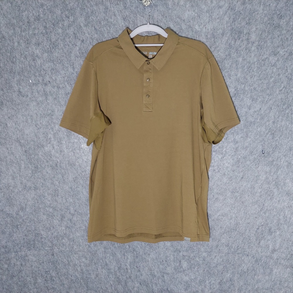 5.11 Tactical Women Cotton Polo M Tan Gorpcore Short Sleeve Snap Button Shirt